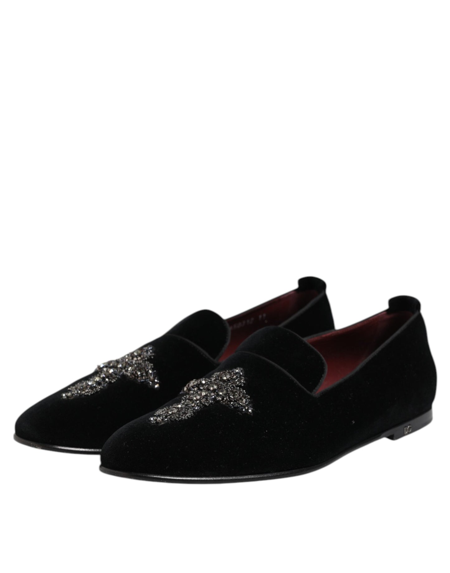 Dolce &amp; Gabbana – Formelle Schuhe aus schwarzem Samt mit Kristallkrone
