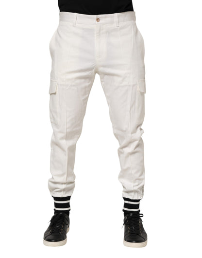 Dolce &amp; Gabbana – Weiße Cargo-Jogginghose aus Baumwolle für Herren