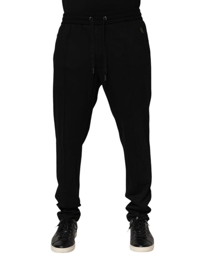 Dolce &amp; Gabbana – Schwarze, schmale Jogginghose aus Viskose mit Logo für Herren