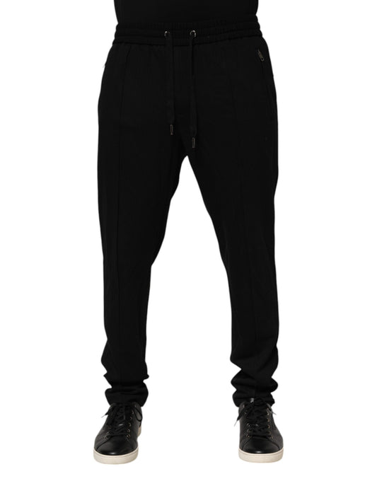 Dolce &amp; Gabbana – Schwarze, schmale Jogginghose aus Viskose mit Logo für Herren