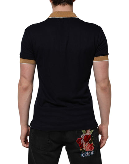 Dolce &amp; Gabbana Black Cashmere Crown Logo Men Polo T-shirt
