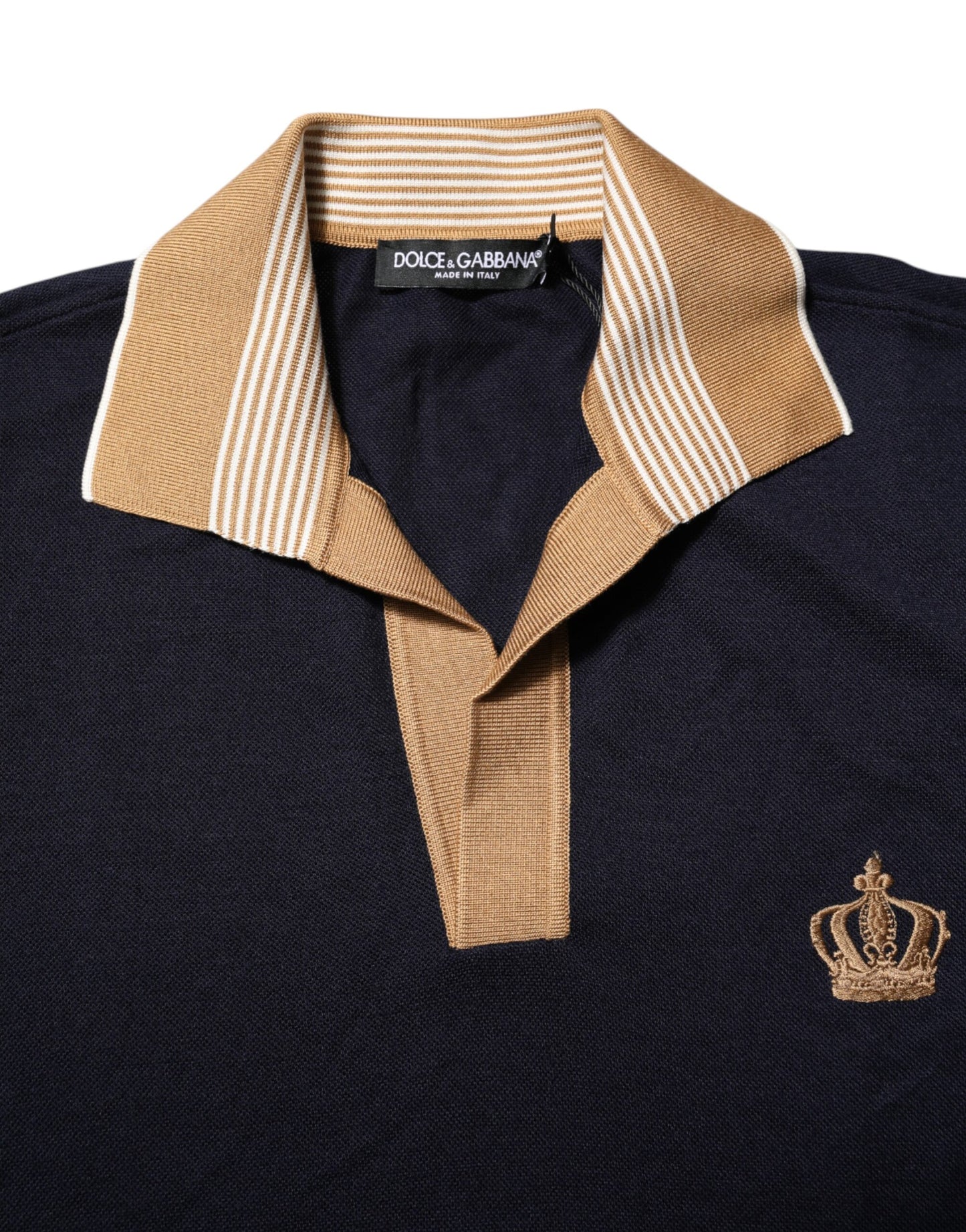 Dolce &amp; Gabbana Black Cashmere Crown Logo Men Polo T-shirt