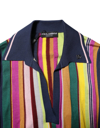 Dolce &amp; Gabbana Multicolor Stripes Collared Men Polo T-shirt