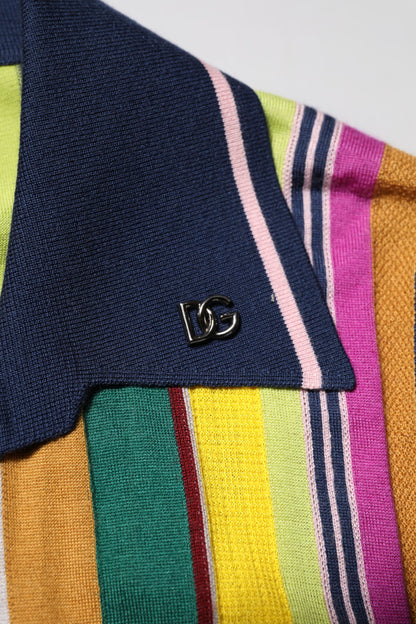 Dolce &amp; Gabbana Multicolor Stripes Collared Men Polo T-shirt
