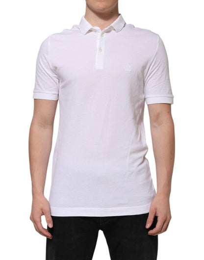 Dolce &amp; Gabbana White Collared Men Short Sleeve Crown T-shirt