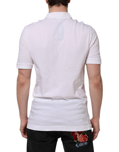 Dolce &amp; Gabbana White Collared Men Short Sleeve Crown T-shirt