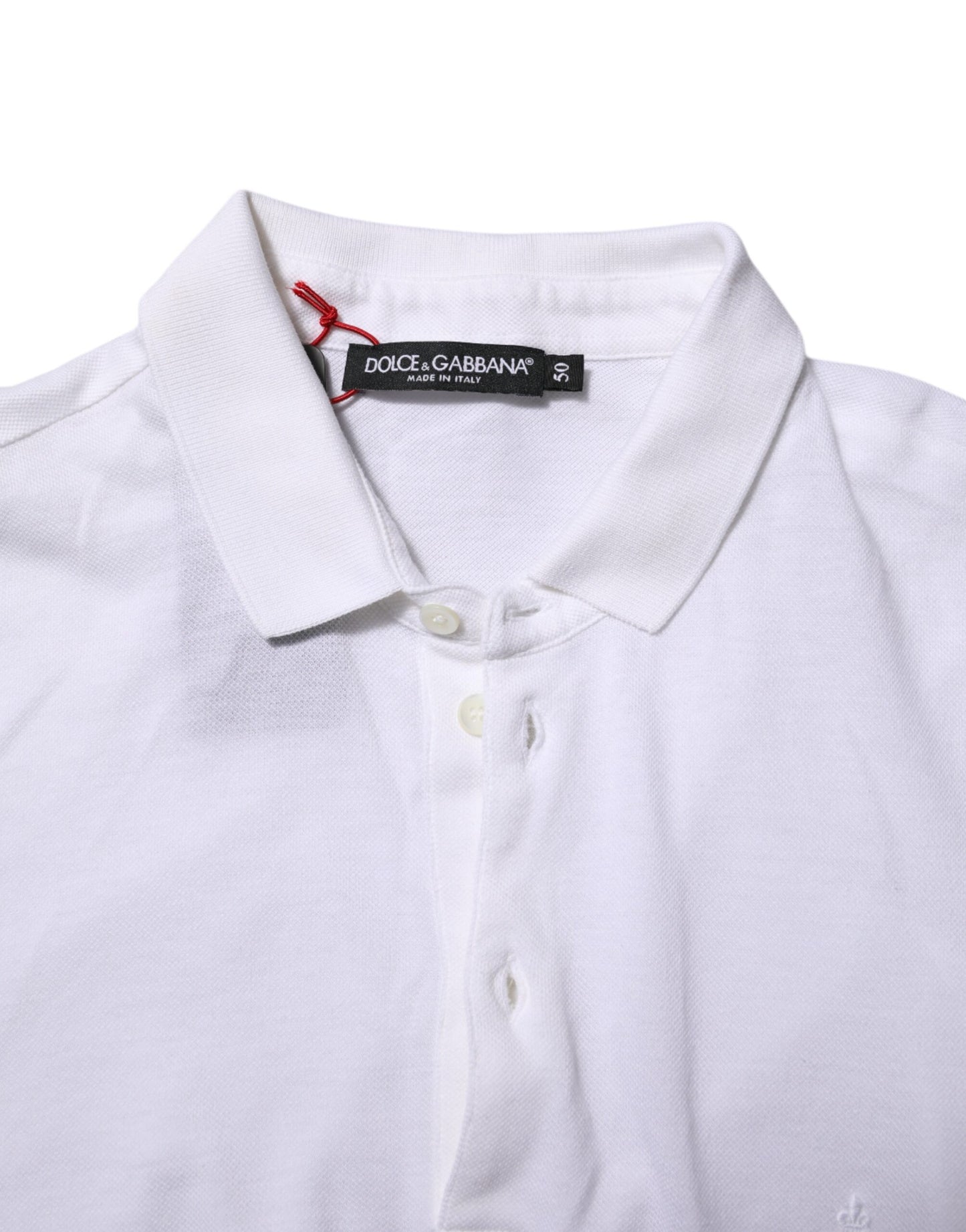 Dolce &amp; Gabbana White Collared Men Short Sleeve Crown T-shirt