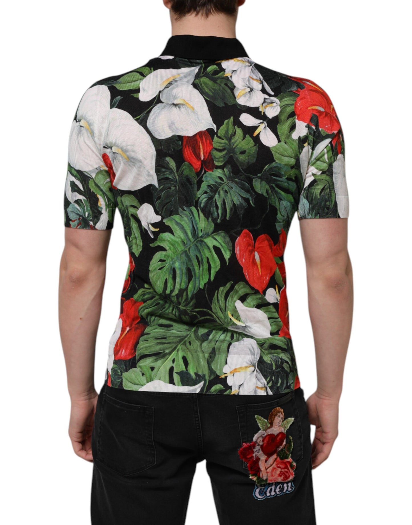 Dolce &amp; Gabbana Multicolor Floral Silk Collared Polo T-shirt