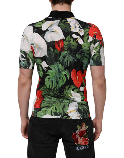Dolce &amp; Gabbana Multicolor Floral Silk Collared Polo T-shirt