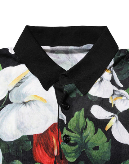 Dolce &amp; Gabbana Multicolor Floral Silk Collared Polo T-shirt