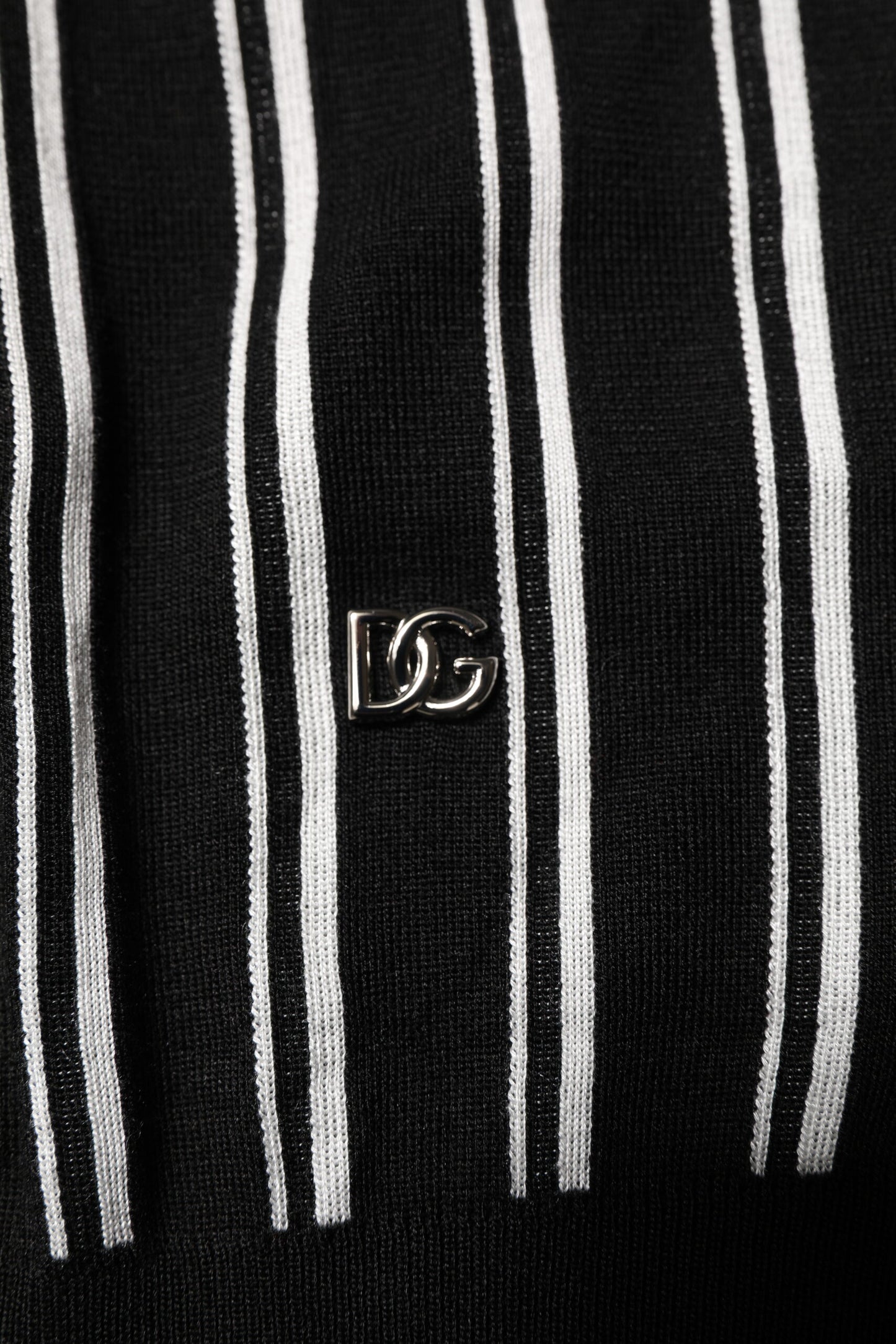 Dolce &amp; Gabbana Black White Stripes Collared Polo T-shirt
