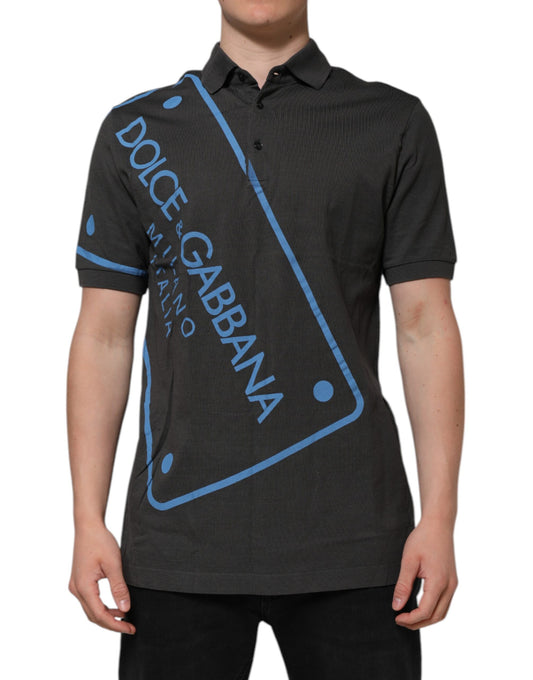 Dolce &amp; Gabbana Dark Gray Short Sleeve Collared Polo T-shirt