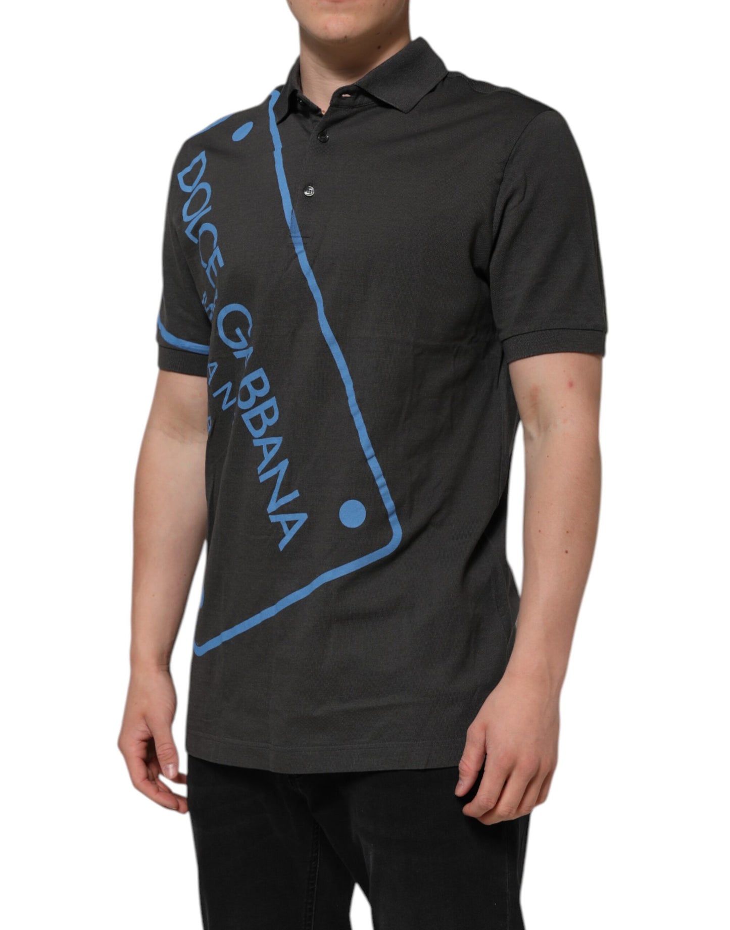 Dolce &amp; Gabbana Dark Gray Short Sleeve Collared Polo T-shirt