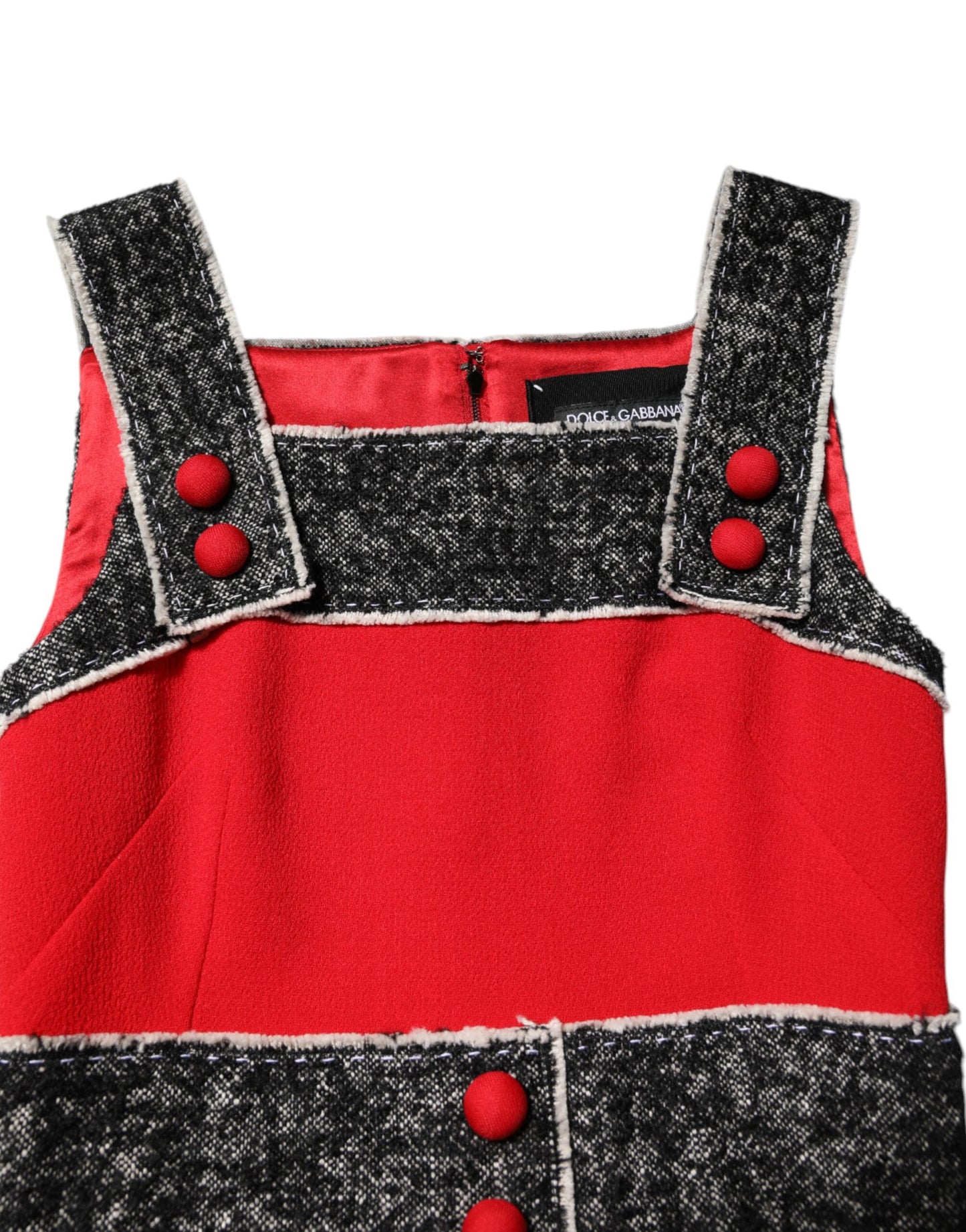 Dolce &amp; Gabbana – Rotes, ärmelloses Minikleid aus Wolle in A-Linie