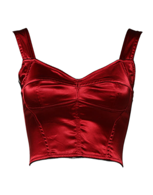 Dolce &amp; Gabbana Rotes Bustier-Korsett-Crop-Top mit ärmellosem Korsett