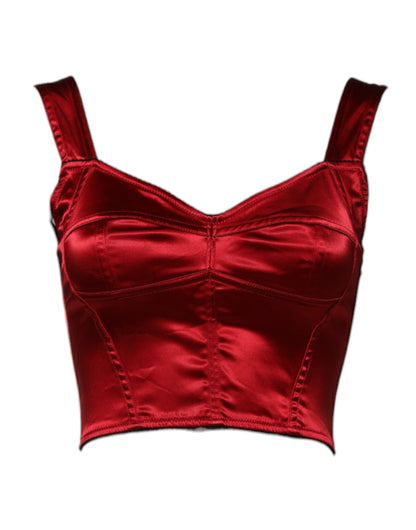 Dolce &amp; Gabbana Rotes Bustier-Korsett-Crop-Top mit ärmellosem Korsett