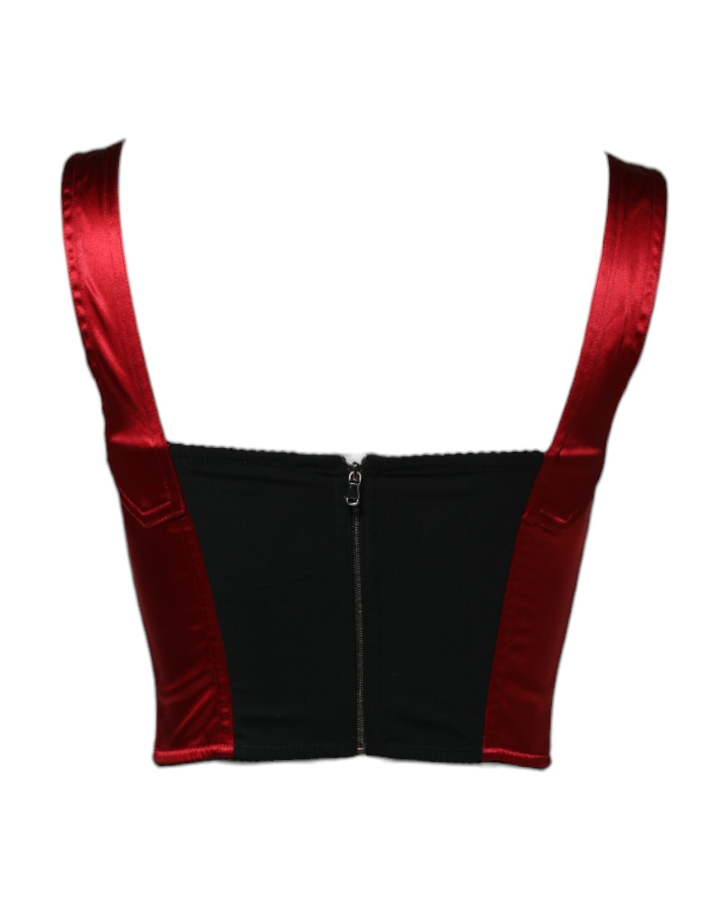Dolce &amp; Gabbana Rotes Bustier-Korsett-Crop-Top mit ärmellosem Korsett