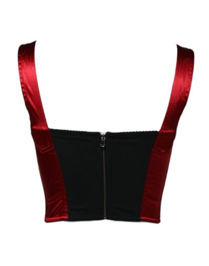 Dolce &amp; Gabbana Rotes Bustier-Korsett-Crop-Top mit ärmellosem Korsett