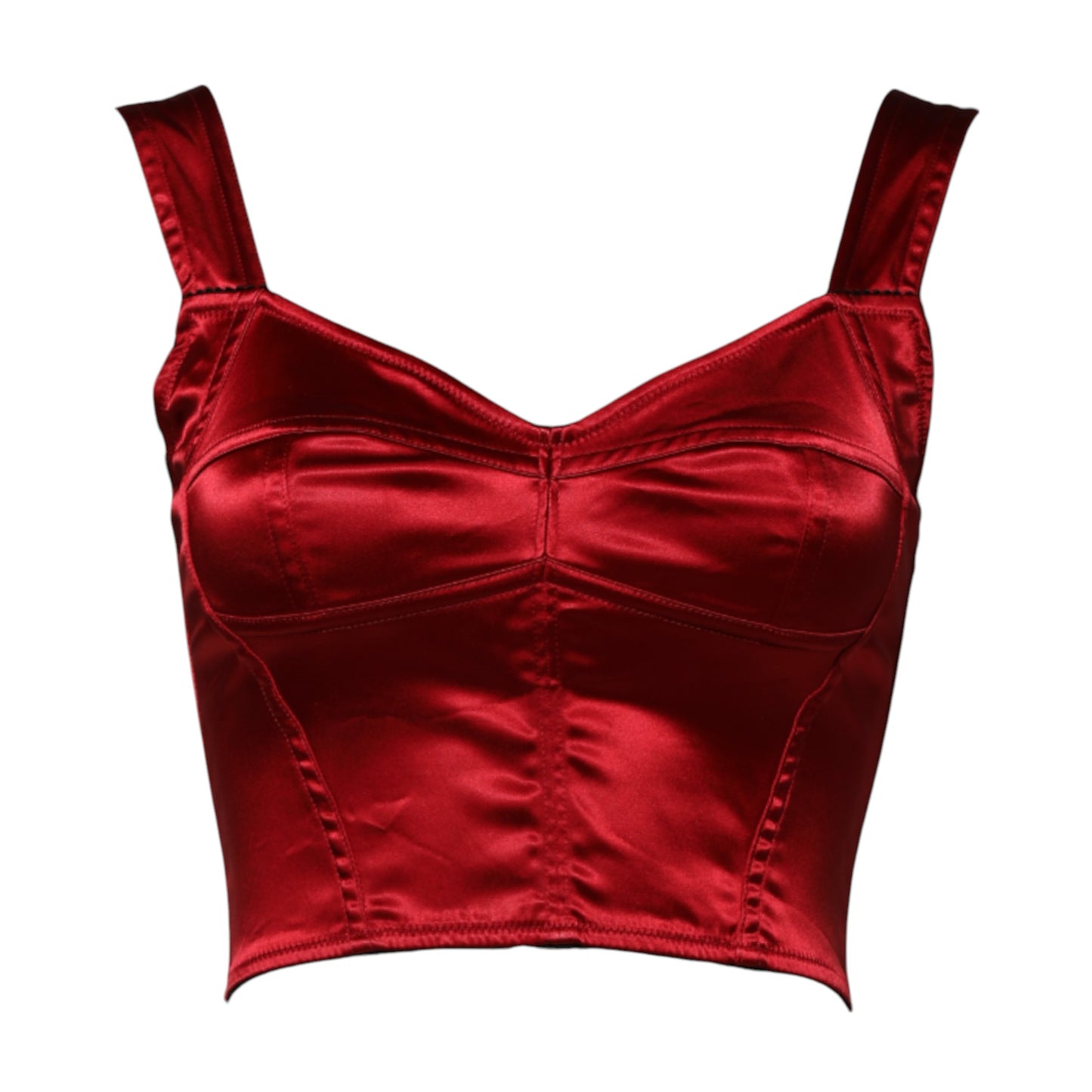 Dolce &amp; Gabbana Rotes Bustier-Korsett-Crop-Top mit ärmellosem Korsett