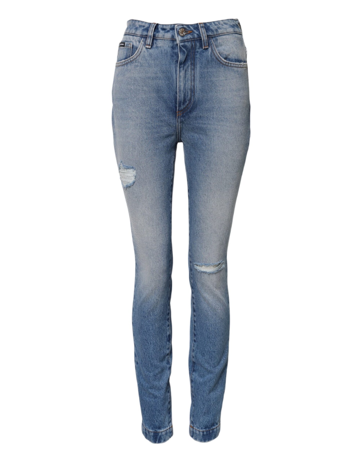 Dolce &amp; Gabbana – Blau verwaschene Skinny-Jeans mit hoher Taille
