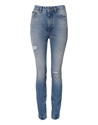 Dolce &amp; Gabbana – Blau verwaschene Skinny-Jeans mit hoher Taille