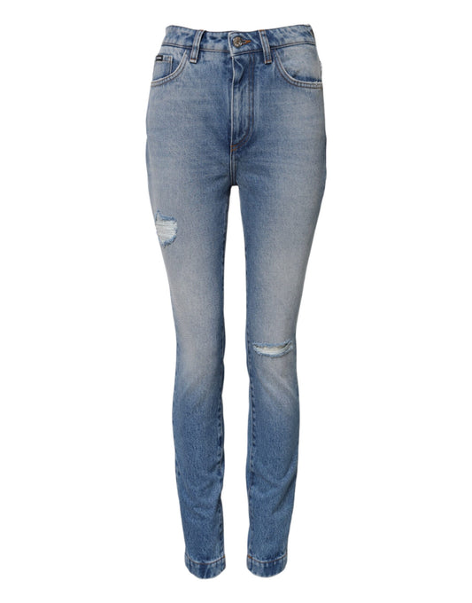 Dolce &amp; Gabbana – Blau verwaschene Skinny-Jeans mit hoher Taille