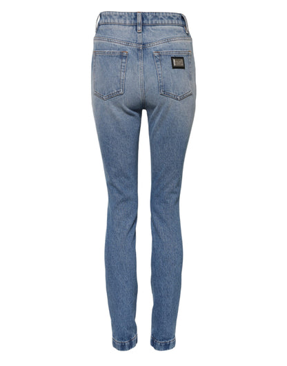 Dolce &amp; Gabbana – Blau verwaschene Skinny-Jeans mit hoher Taille