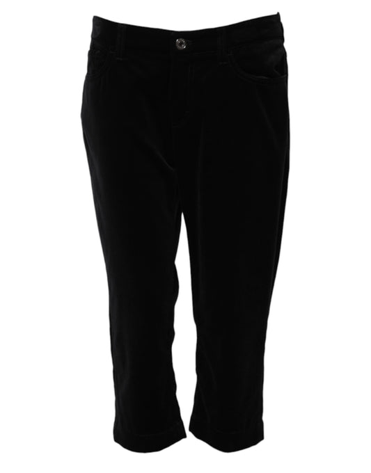 Dolce &amp; Gabbana – Schwarze Skinny-Capri-Cropped-Jeans aus Baumwolle