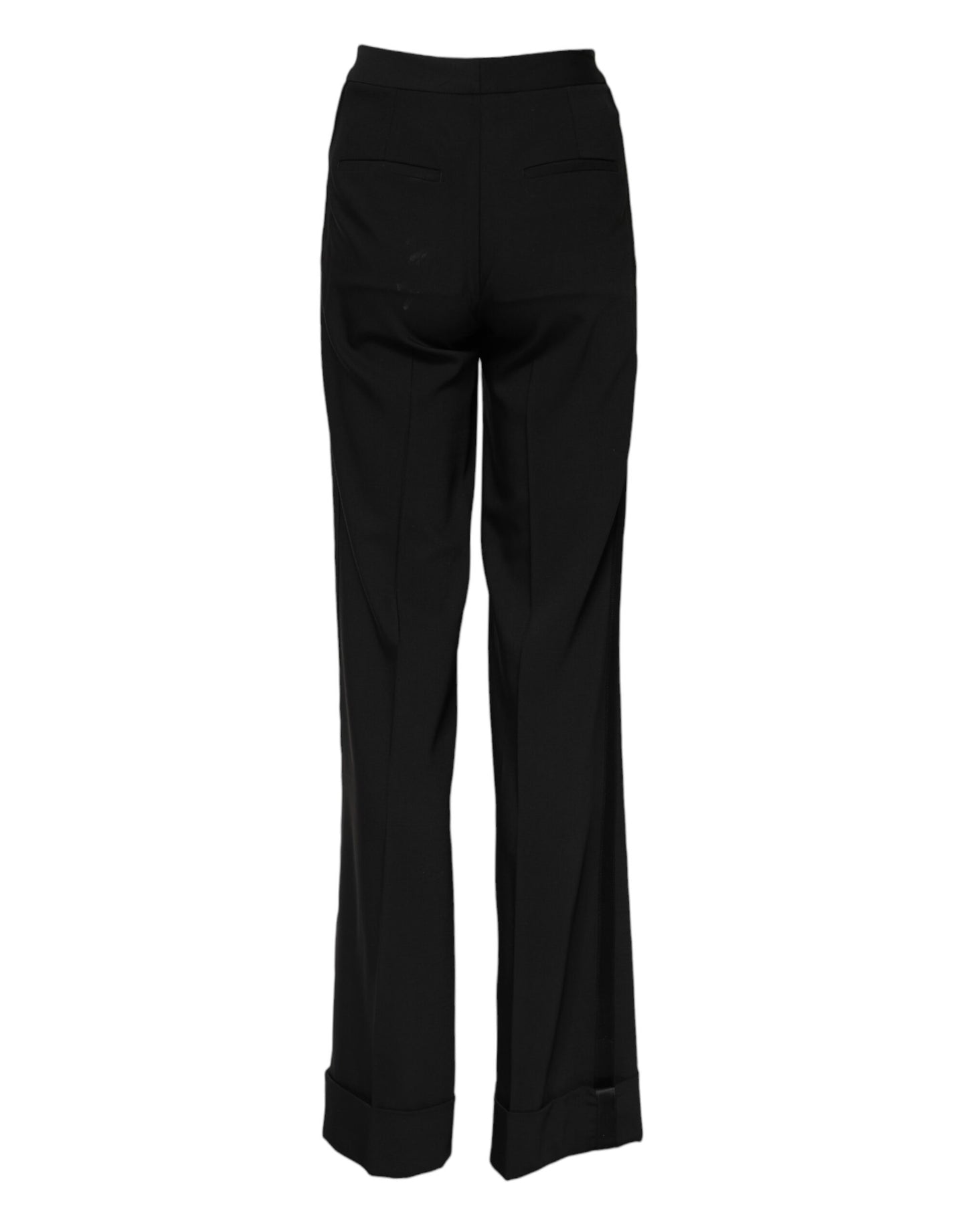 Dolce &amp; Gabbana – Schwarze Schlaghose aus Wolle mit hoher Taille