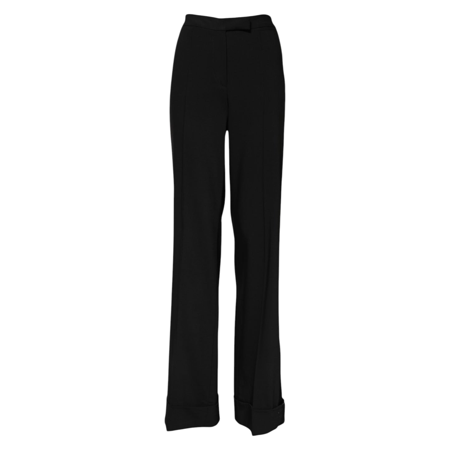 Dolce &amp; Gabbana – Schwarze Schlaghose aus Wolle mit hoher Taille