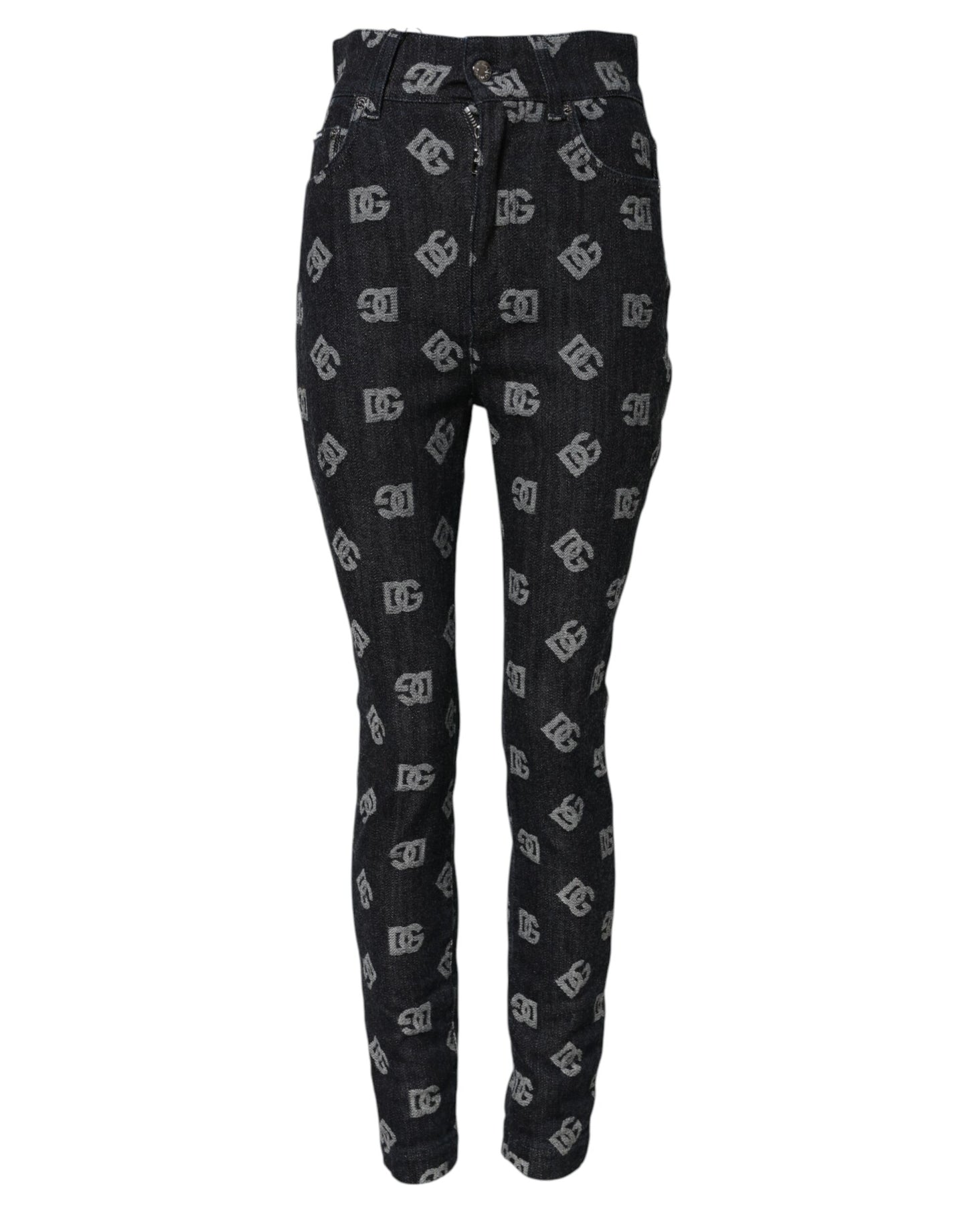 Dolce &amp; Gabbana – Schwarze Skinny-Jeans mit hohem Bund und DG-Logo