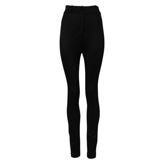 Dolce &amp; Gabbana Schwarze Skinny-Leggings aus Nylon mit hoher Taille