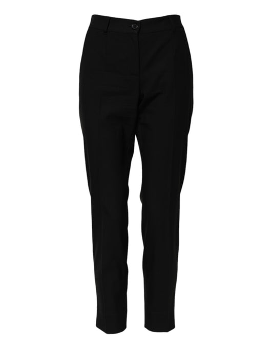 Dolce &amp; Gabbana – Schwarze, hoch taillierte Karottenhose aus Wolle