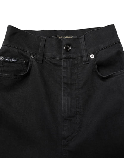 Dolce &amp; Gabbana – Schwarze Skinny-Jeans aus Baumwolle mit hoher Taille 