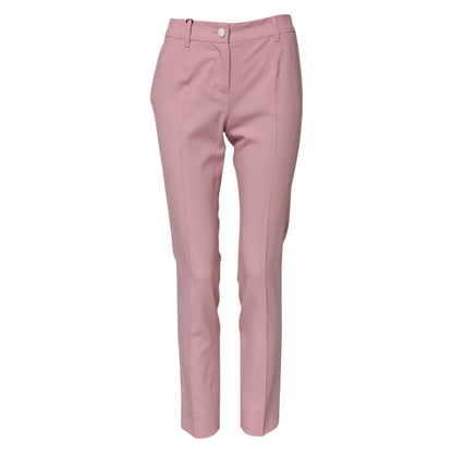 Dolce &amp; Gabbana – Karottenhose aus rosa Wolle mit hoher Taille