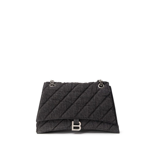 Balenciaga – Schultertasche aus schwarzem Stoff und Leder
