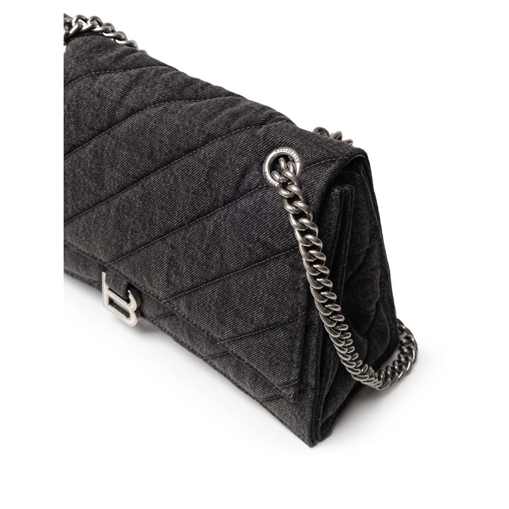 Balenciaga – Schultertasche aus schwarzem Stoff und Leder