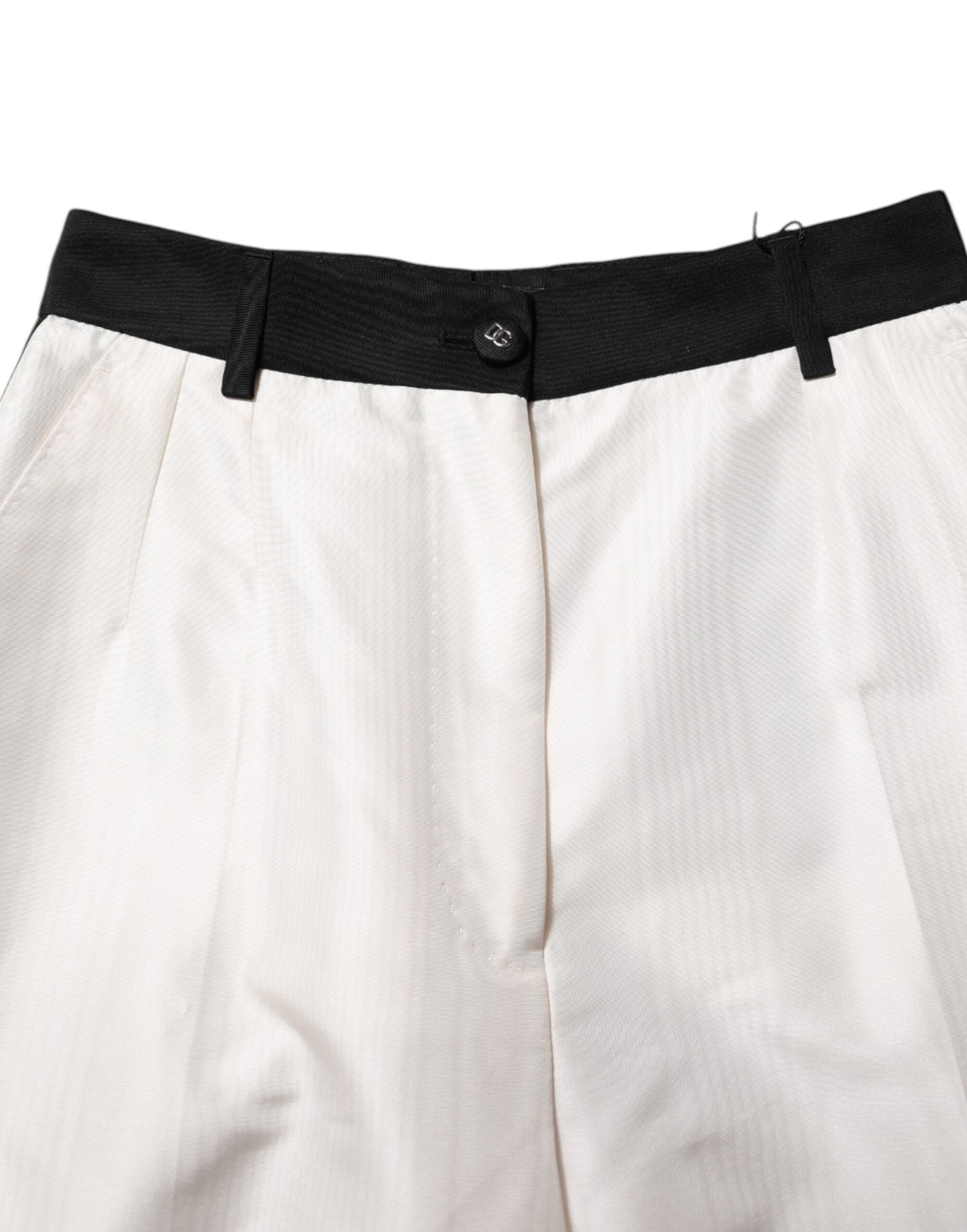 Dolce &amp; Gabbana – Weiße, hoch taillierte, gerade Anzughose