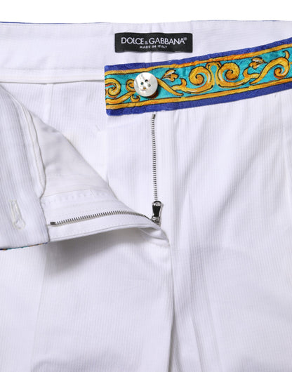 Dolce &amp; Gabbana – Weiße, konisch zulaufende Baumwollhose mit mittlerer Taille 