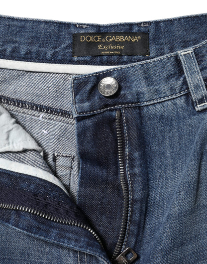 Dolce &amp; Gabbana, Blaue Jeans aus Baumwolle mit hoher Taille und weitem Bein 