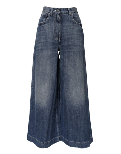 Dolce &amp; Gabbana, Blaue Jeans aus Baumwolle mit hoher Taille und weitem Bein 