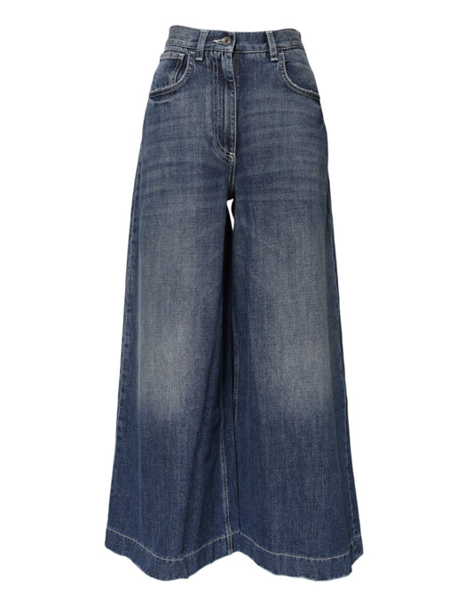 Dolce &amp; Gabbana, Blaue Jeans aus Baumwolle mit hoher Taille und weitem Bein 