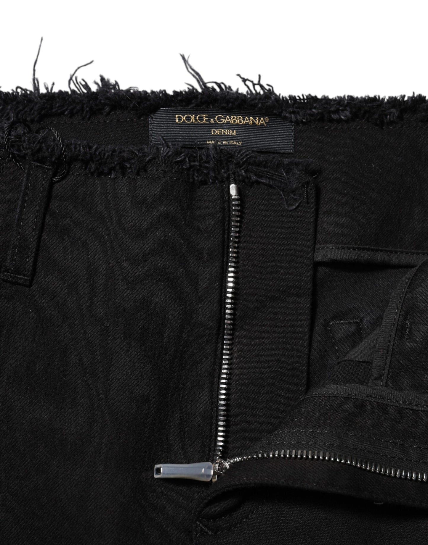 Dolce &amp; Gabbana – Schwarze Schlagjeans aus Baumwolle mit mittlerer Taille 