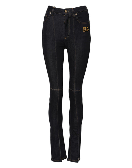 Dolce &amp; Gabbana – Blaue Skinny-Jeans aus Baumwolle mit hoher Taille 