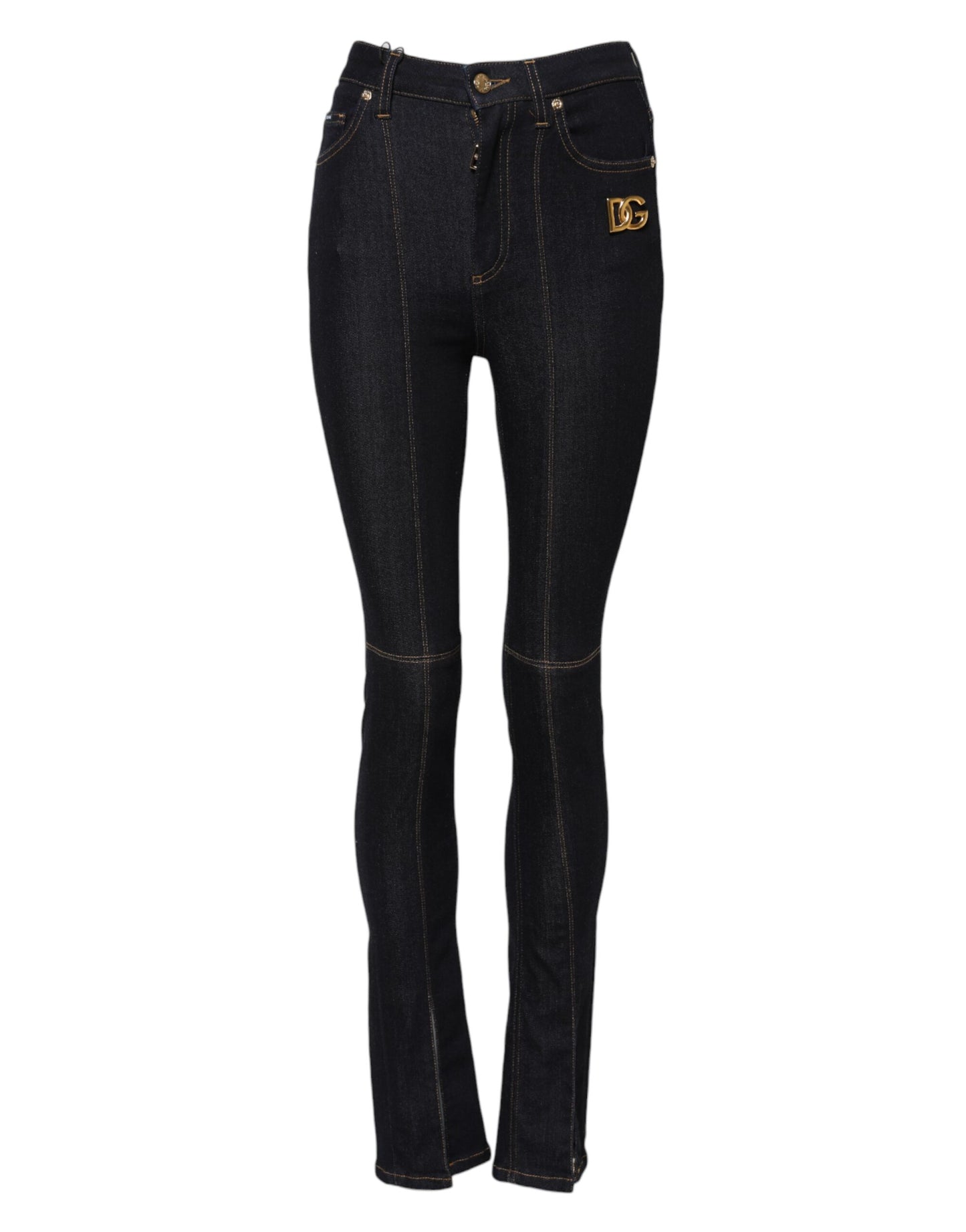 Dolce &amp; Gabbana – Blaue Skinny-Jeans aus Baumwolle mit hoher Taille 