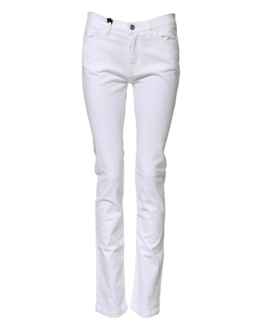 Dolce &amp; Gabbana – GRACE – Enge Jeans aus Denim mit mittlerer Taille in Weiß 