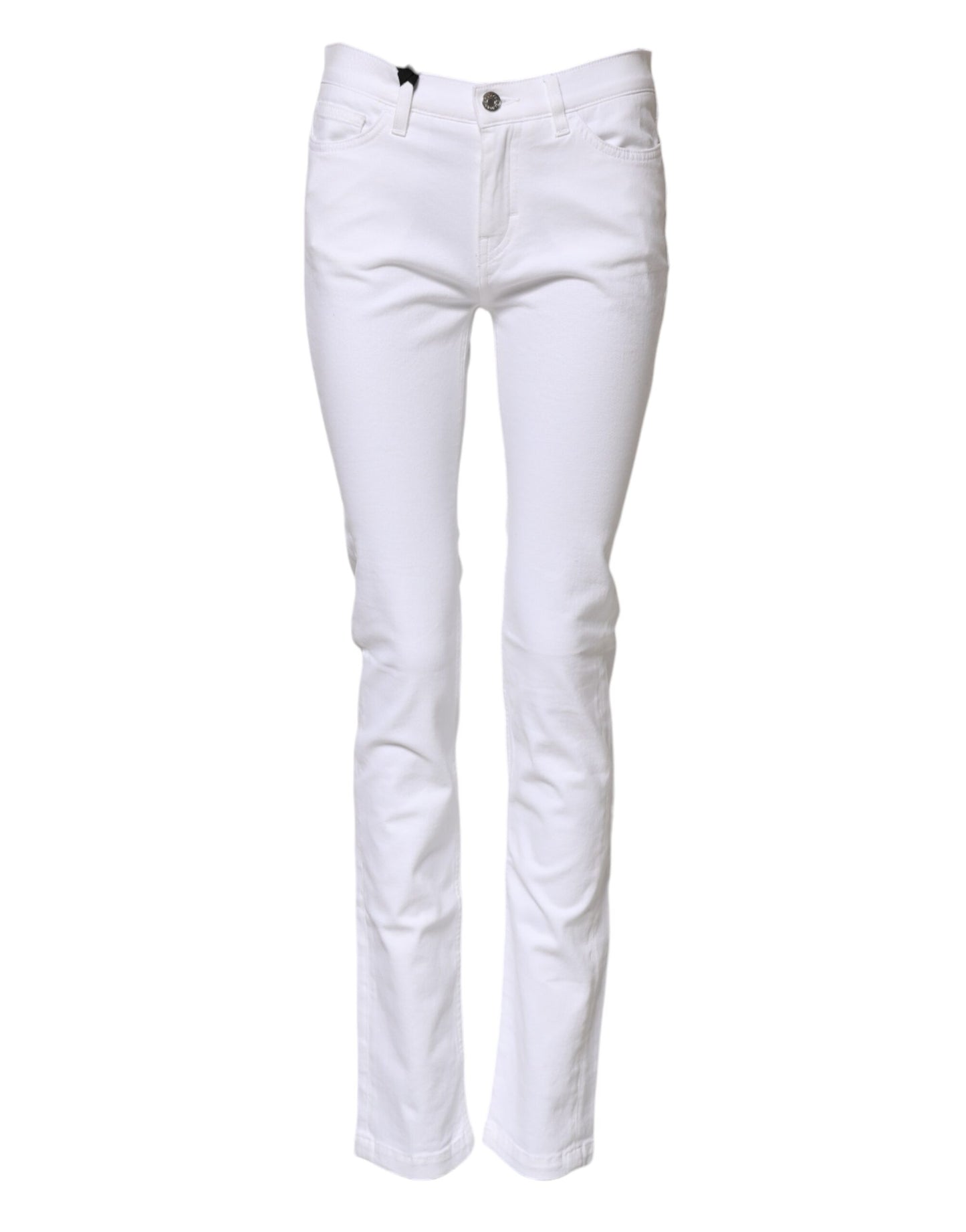 Dolce &amp; Gabbana – GRACE – Enge Jeans aus Denim mit mittlerer Taille in Weiß 