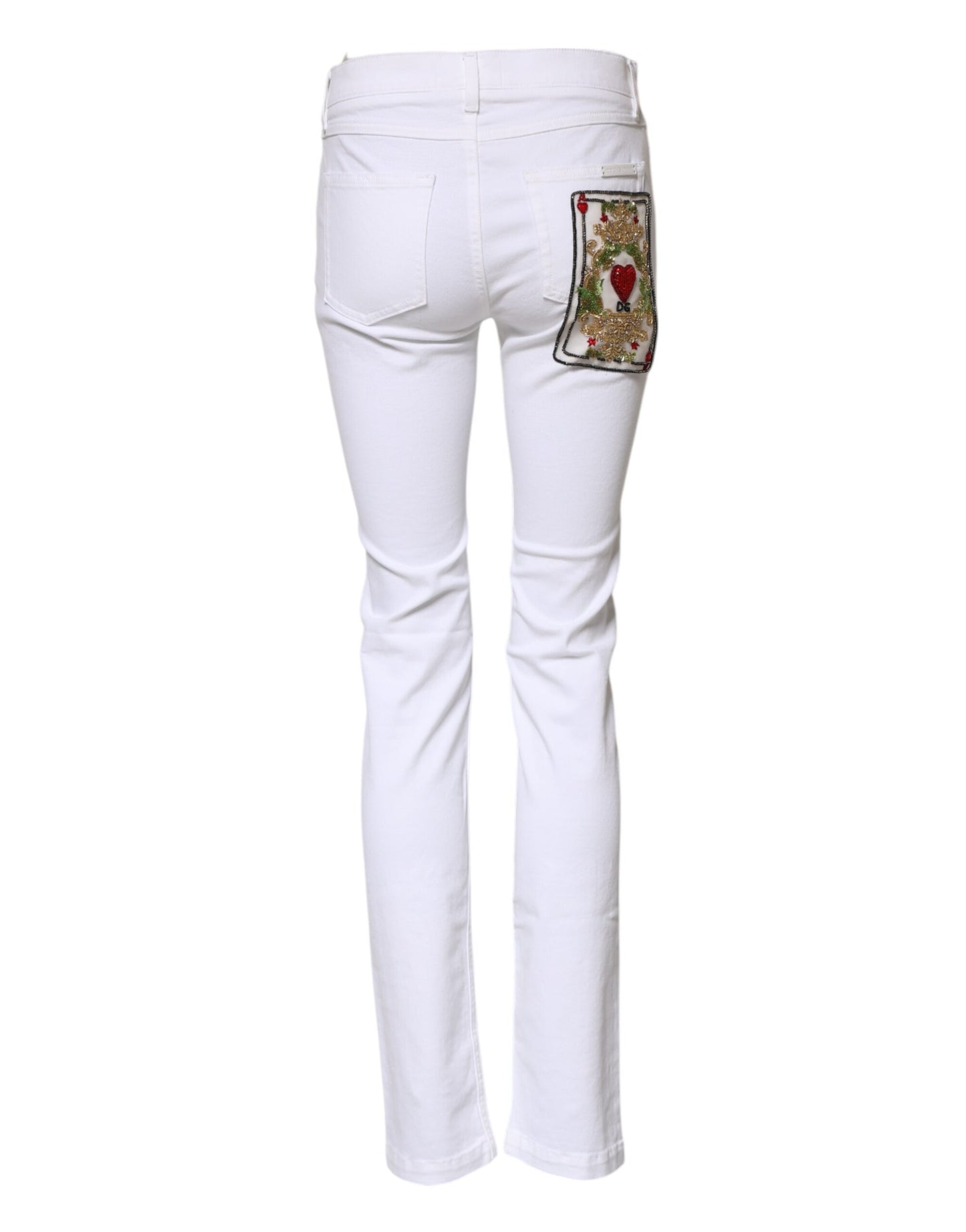 Dolce &amp; Gabbana – GRACE – Enge Jeans aus Denim mit mittlerer Taille in Weiß 