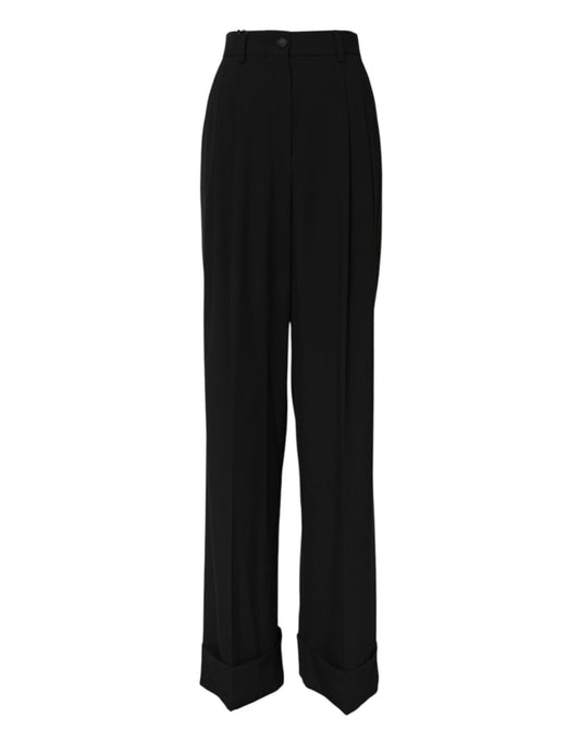 Dolce &amp; Gabbana – Schwarze, formelle Wollhose mit hoher Taille 