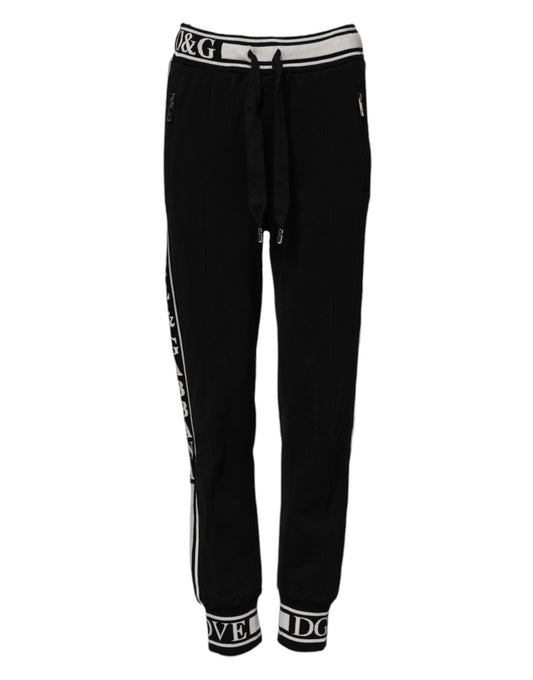 Dolce &amp; Gabbana – Schwarze Jogginghose aus Baumwolle mit Logobund 